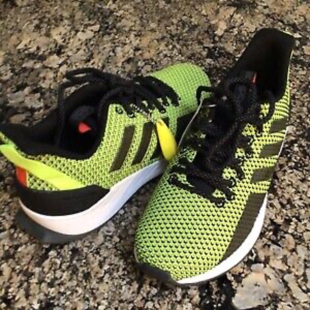 Adidas Men's Questar Trail, Black/Black/Yellow-Green, 9.5 M US